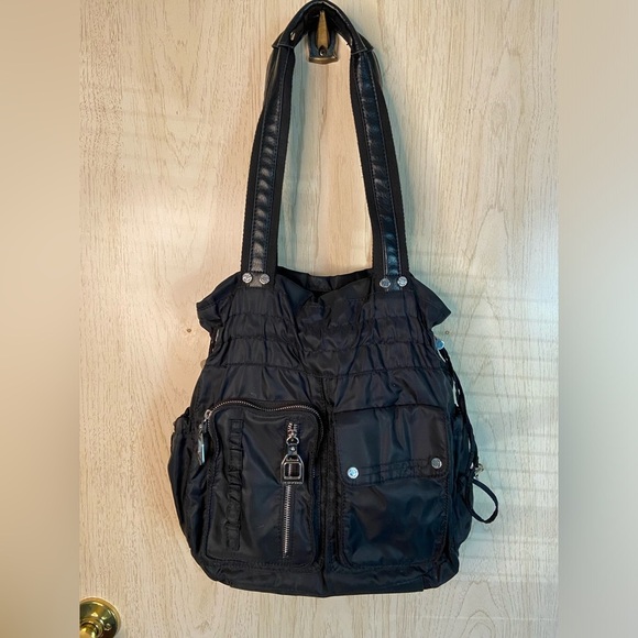 Awesome Tyler Rodan Black Nylon Tote Bag Purse With Multiple Pockets Spacious - Picture 1 of 9